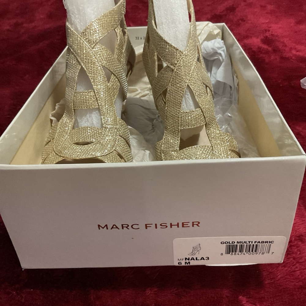 Marc Fisher Gold Strappy Heels